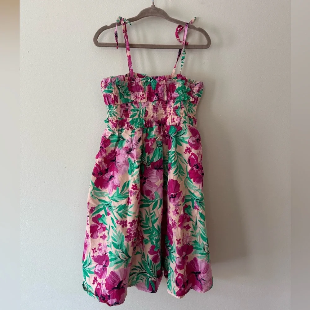 Crewcuts Pink and Green Floral Dress - Picture 1 of 2